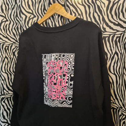 Sweater 'Ruisvol' zwart/roze/wit