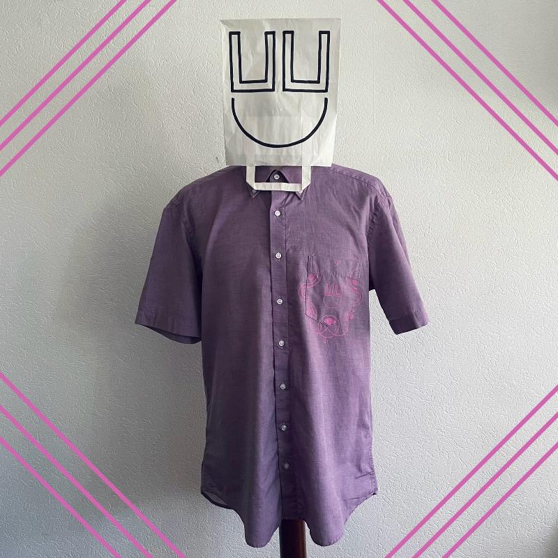 Button-Shirt 'Pink and Purple Circle Art Blouce'