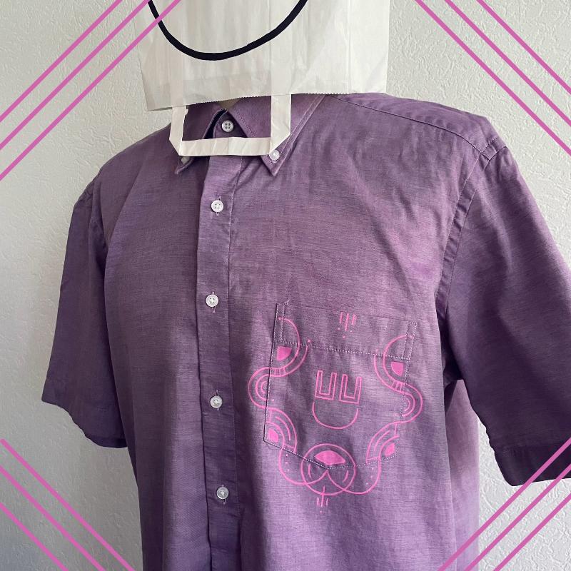 Button-Shirt 'Pink and Purple Circle Art Blouce'