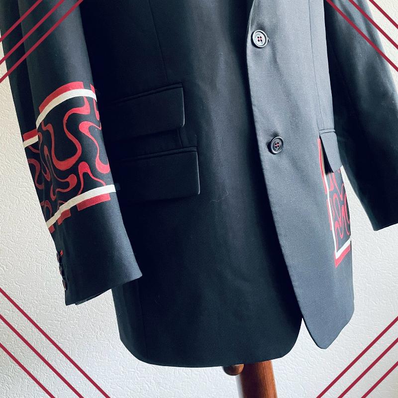 Blazer/Gilet 'Dark Blue Red Trippy Lines'