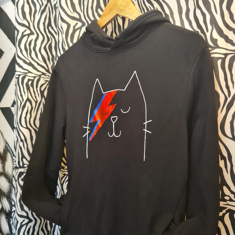 Trui hoodie met Bowie Kat